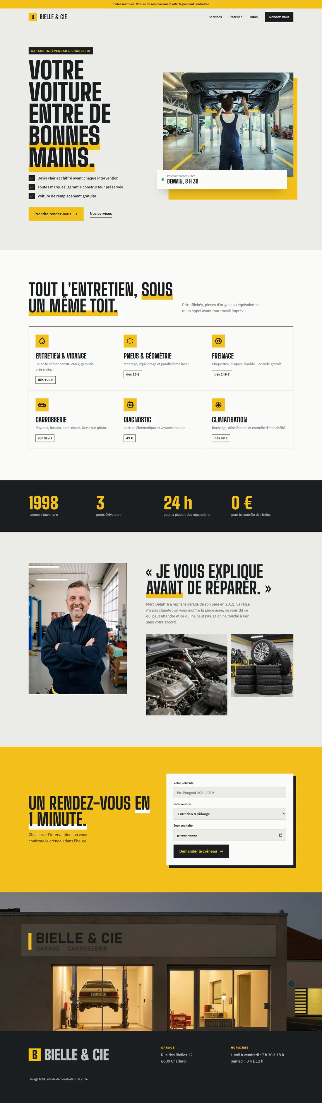 Aperçu du site d'exemple Bielle & Cie