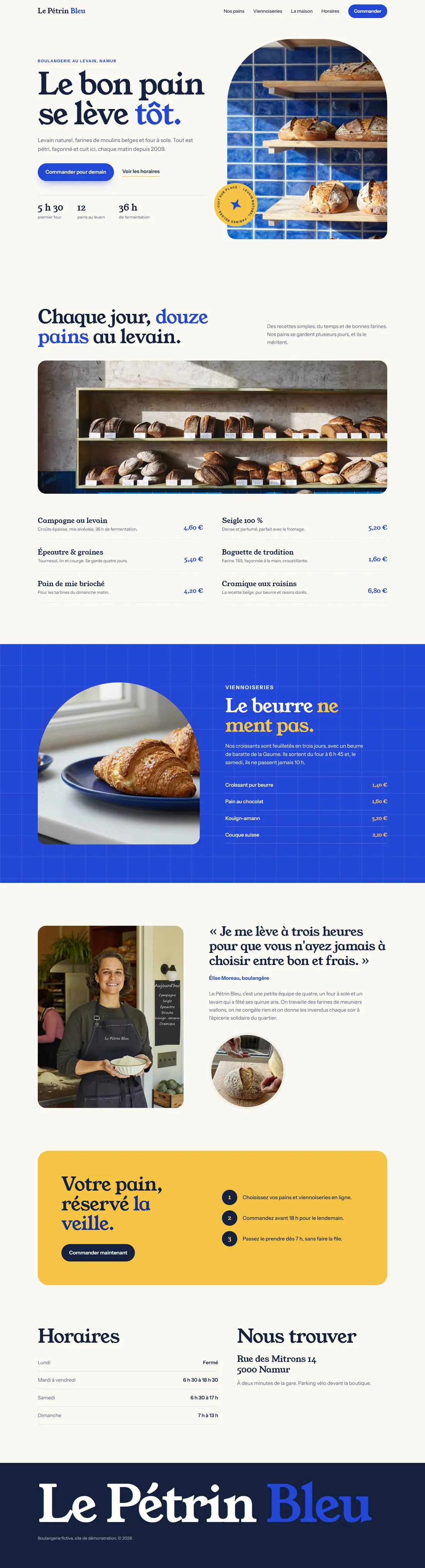 Aperçu du site d'exemple Le Pétrin Bleu