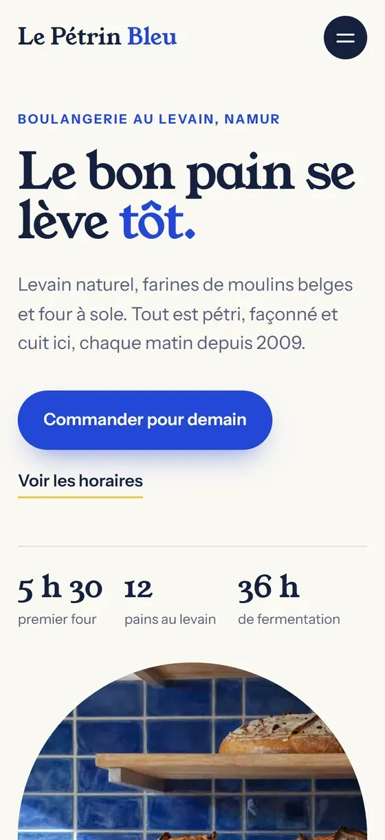 Le site Le Pétrin Bleu sur téléphone